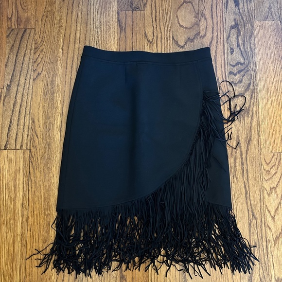 Maje Dresses & Skirts - Maje Black Asymmetrical Mini Fringe Skirt